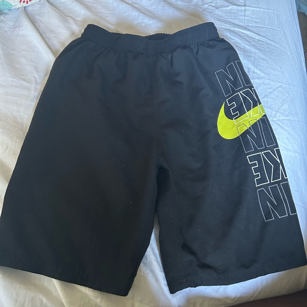 Nike Black and Neon Yellow Shorts